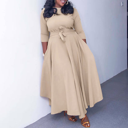 Damen Maxikleid mit Taillengürtel Stalluxe