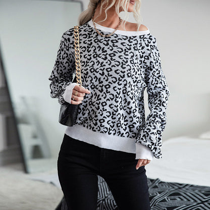 Damen Gemusterter Strickpullover mit Leopardenmuster Stalluxe