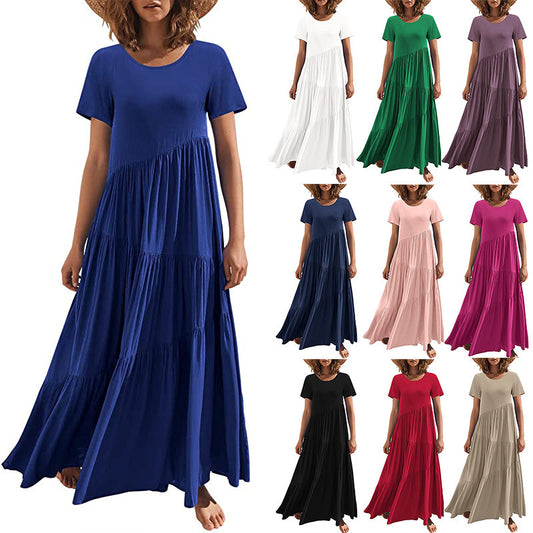 Damen Maxikleid mit lässiger Passform und fließendem Saum Stalluxe