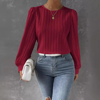 Damen Faltenbluse mit langen Ärmeln Stalluxe