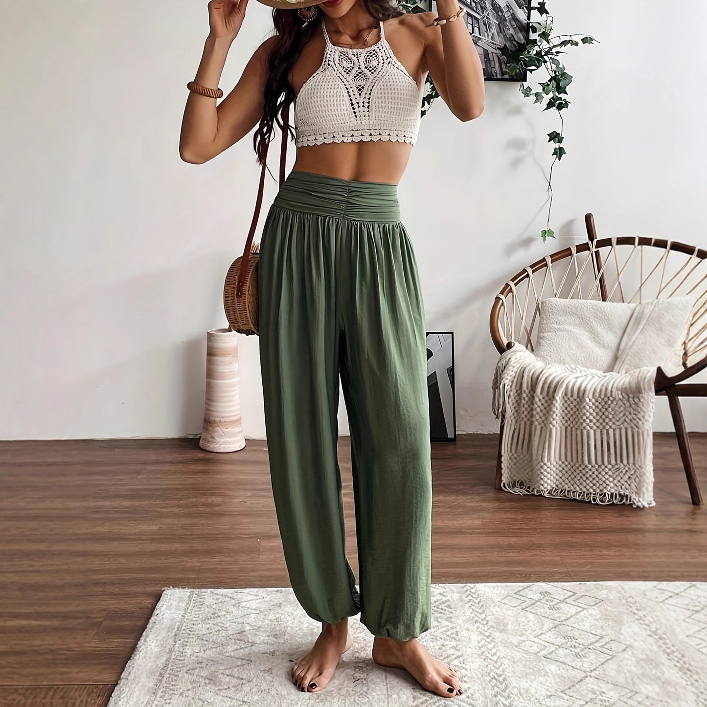 Damen weite Haremshose aus atmungsaktivem Material Stalluxe