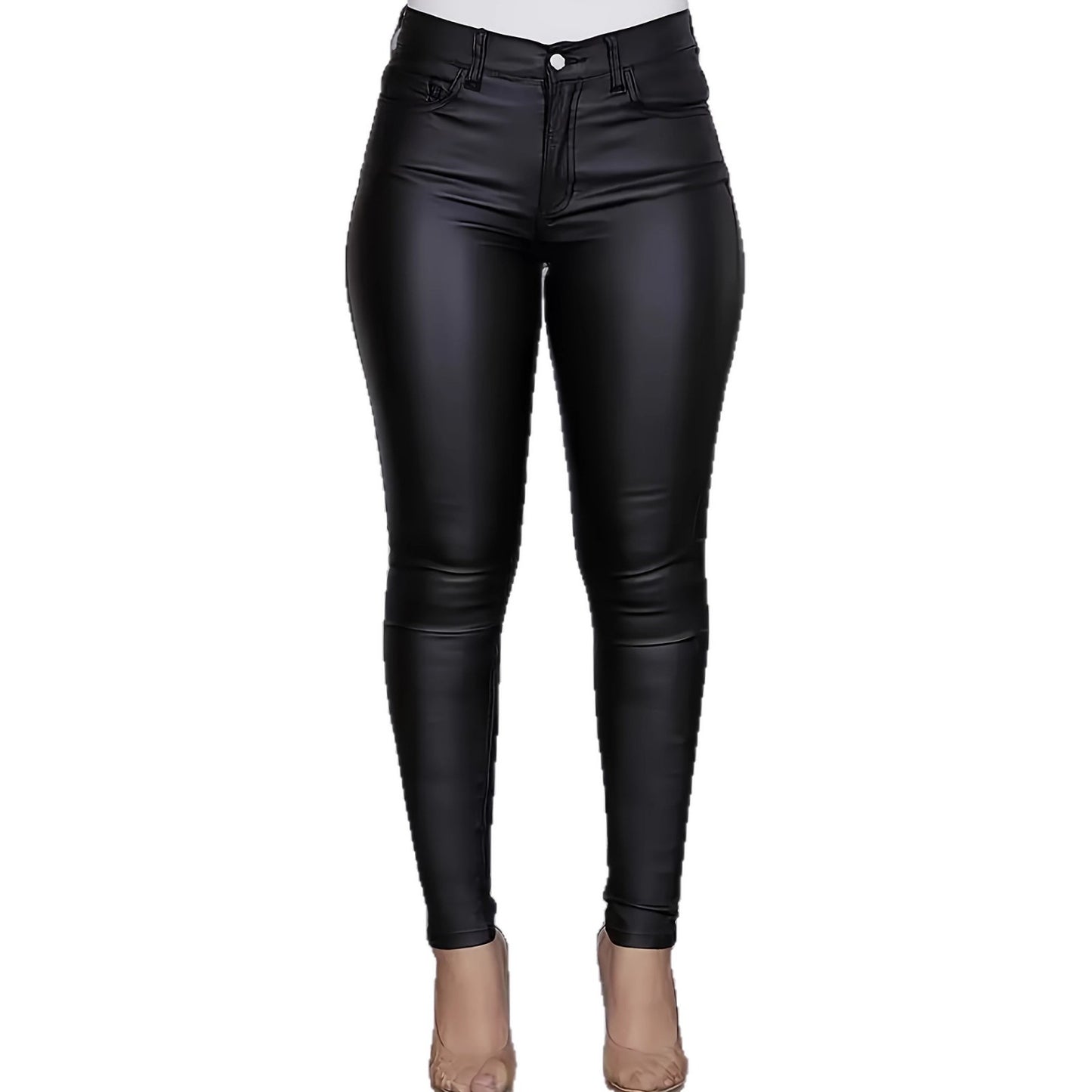 Damen Hochglänzende Skinny-Leggings mit hohem Bund und Formeffekt Stalluxe