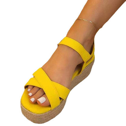 Damen Wedge-Sandaletten mit komfortablem Fußbett und elastischen Riemen Stalluxe