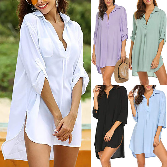 Damen Stylischer Button-Up Strandüberwurf Stalluxe