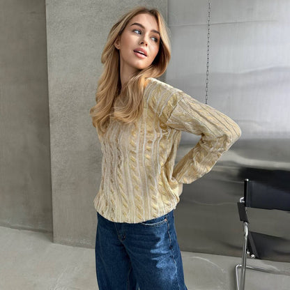 Damen Grobstrickpullover mit detailliertem Zopfmuster und oversized Schnitt Stalluxe