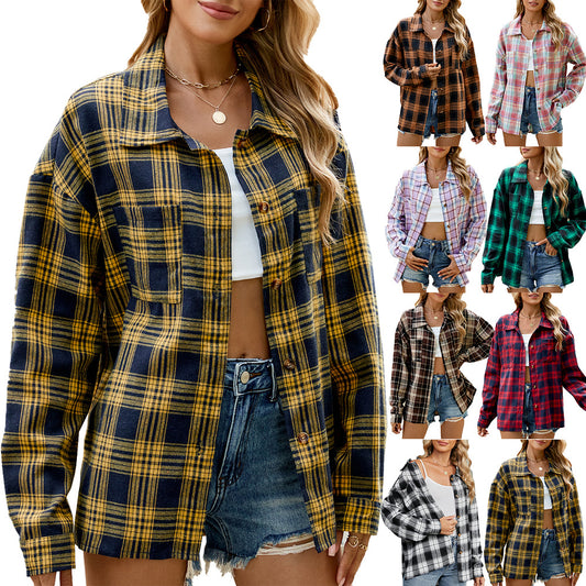 Damen Karierte Overshirtjacke mit lässigem Schnitt und praktischen Taschen Stalluxe
