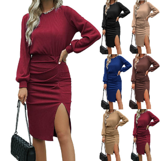 Damen elegantes Wickelkleid mit gerafftem Design Stalluxe