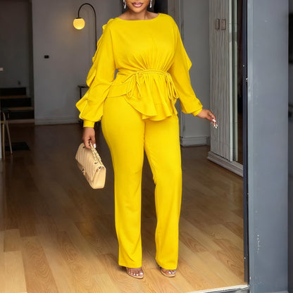 Damen Elegant geschnittenes Jumpsuit mit Rüschendetails und tailliertem Schnitt Stalluxe