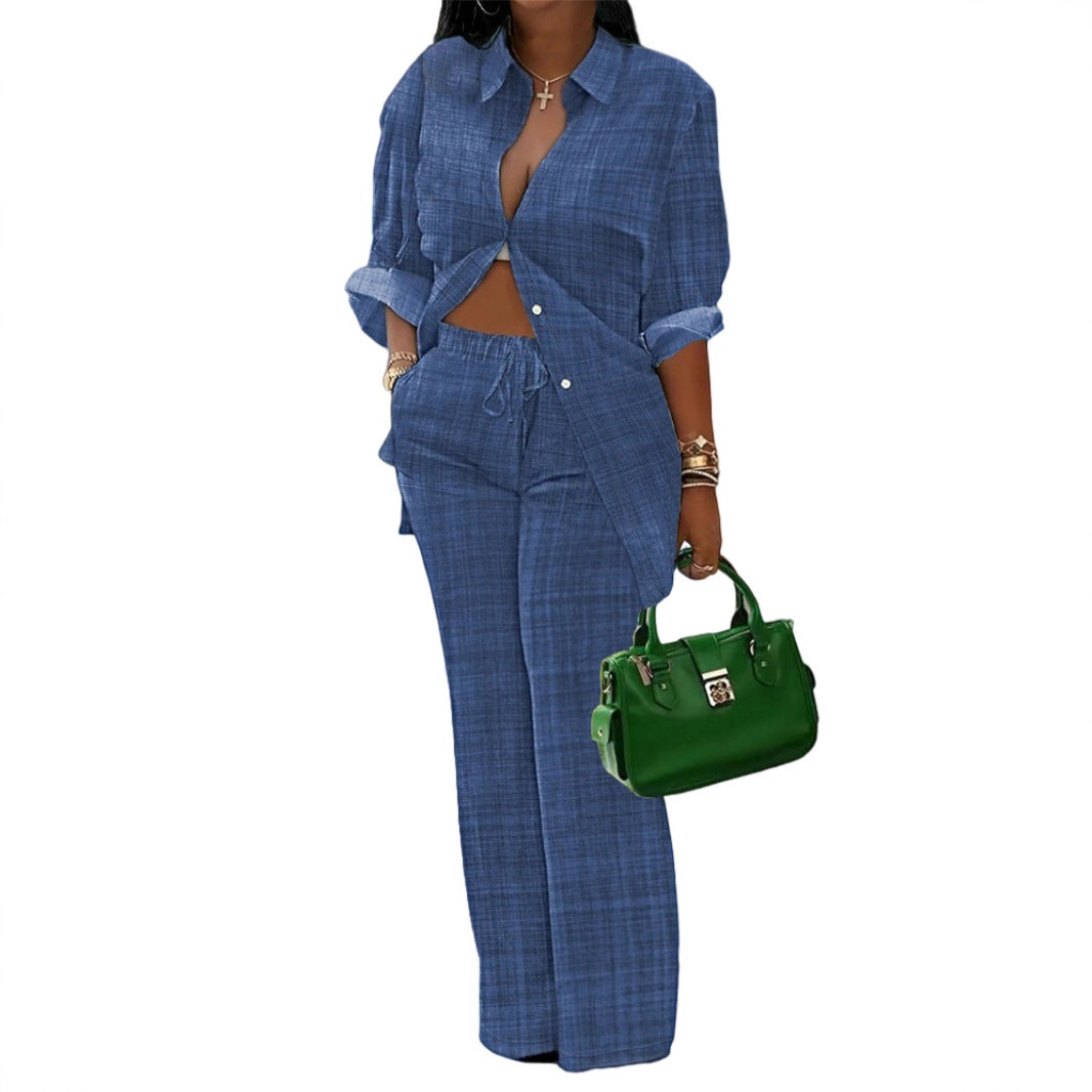 Damen lässiges Oversize-Hemd mit weitem Hosenanzug Stalluxe