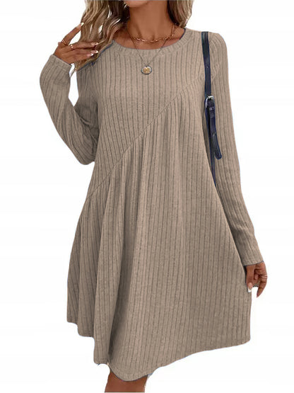 Damen lässiges Strickkleid mit long-sleeve und asymmetrischem Saum Stalluxe