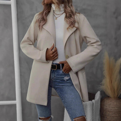 Damen eleganter Kurz-Mantel mit minimalistischer Schnittführung Stalluxe