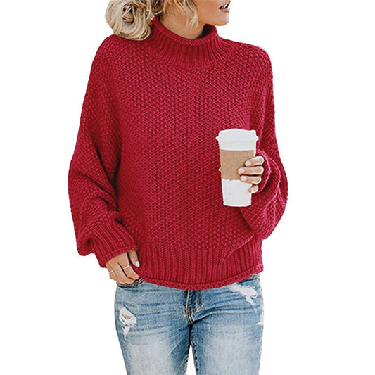 Damen Grobstrickpullover mit hohem Kragen Stalluxe