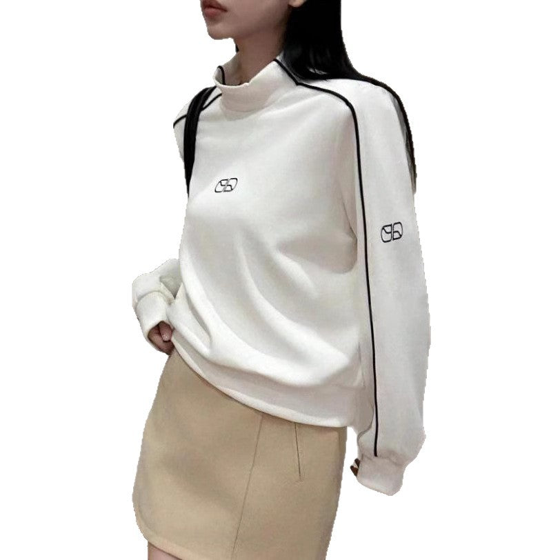 Damen Sportlicher Turtleneck-Pullover mit Kontrastnähten Stalluxe