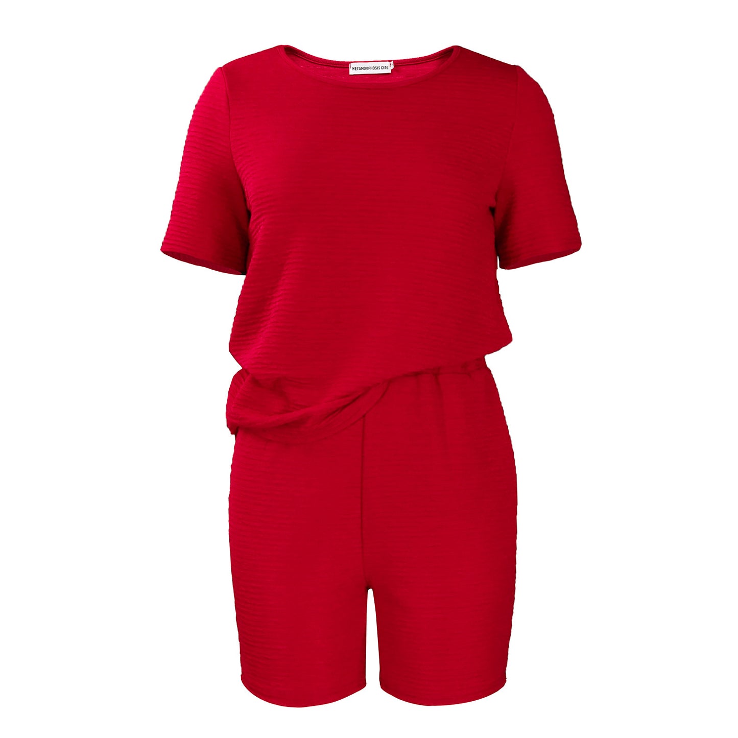 Damen lässiger Kurzoverall mit Struktur und elastischem Bund Stalluxe