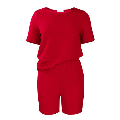 Damen lässiger Kurzoverall mit Struktur und elastischem Bund Stalluxe