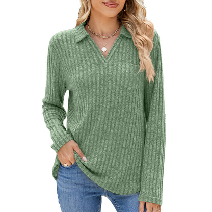 Damen Langarm Poloshirt mit feinem Rippenstrukturdesign Stalluxe