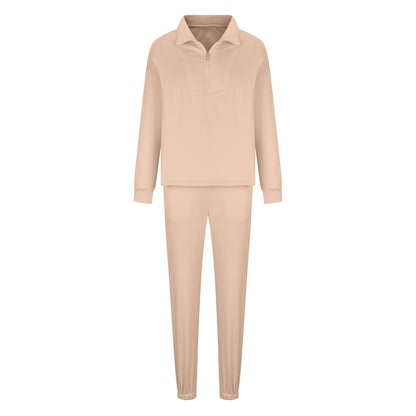 Damen Fleece-Pullover mit hohem Kragen und bequemer Hose Stalluxe