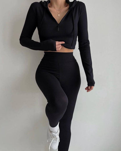 Damen sportlicher Langarm-Body mit Reißverschluss Stalluxe