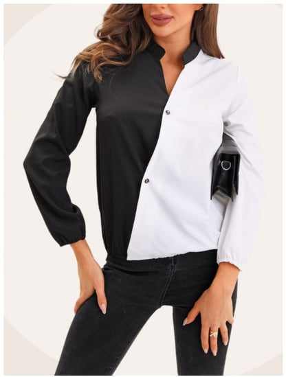 Damen Modische Bluse mit asymmetrischem Design und Knopfdetail Stalluxe