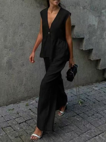 Damen Jumpsuit mit schickem V-Ausschnitt und fließendem Schnitt Stalluxe