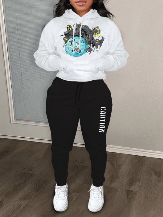 Damen Hoodieset mit auffälligem Grafikdesign und bequemen Jogginghose Stalluxe