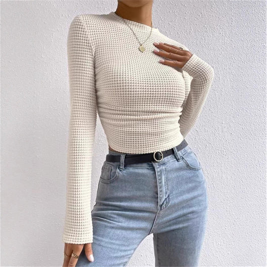 Damen Langarm Shirt aus strukturiertem Waffelstoff Stalluxe