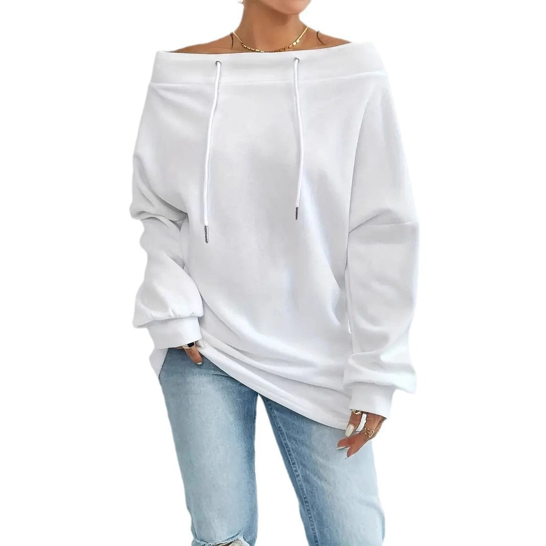 Damen Oversized Sweatshirt mit lässigem Off-Shoulder-Ausschnitt Stalluxe Weiß