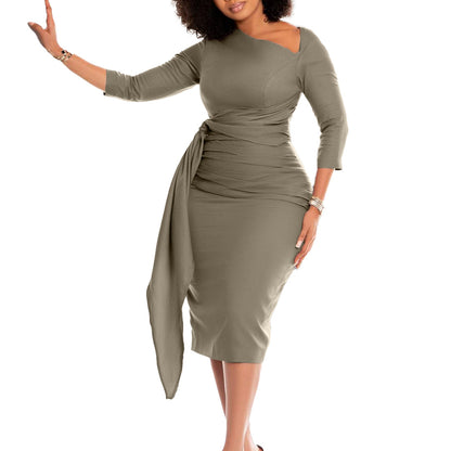 Damen Wickelkleid mit elegantem Faltenwurf und Satinoptik Stalluxe