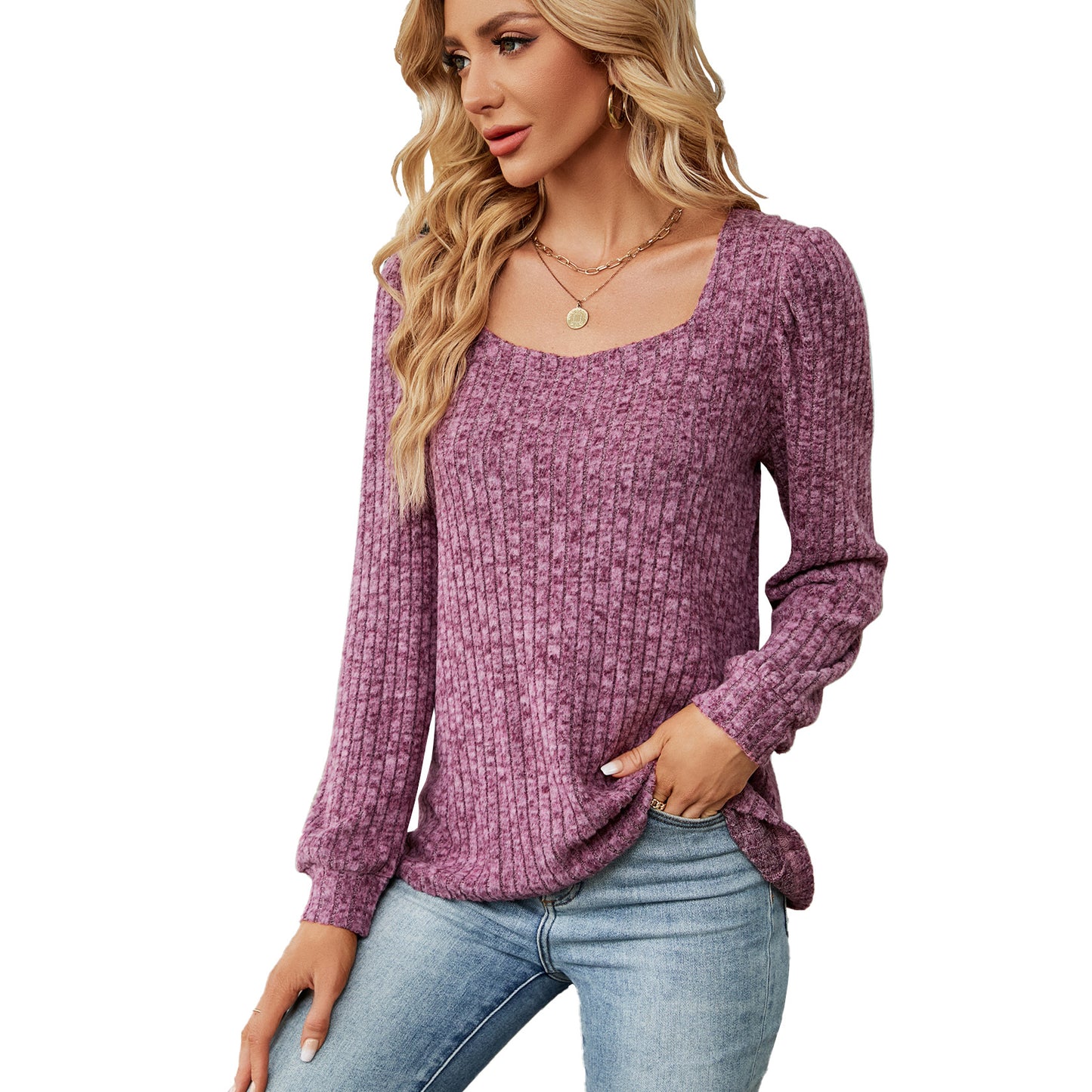 Damen bequemer Pullover mit strukturiertem Feinstrick und weitem Ausschnitt Stalluxe
