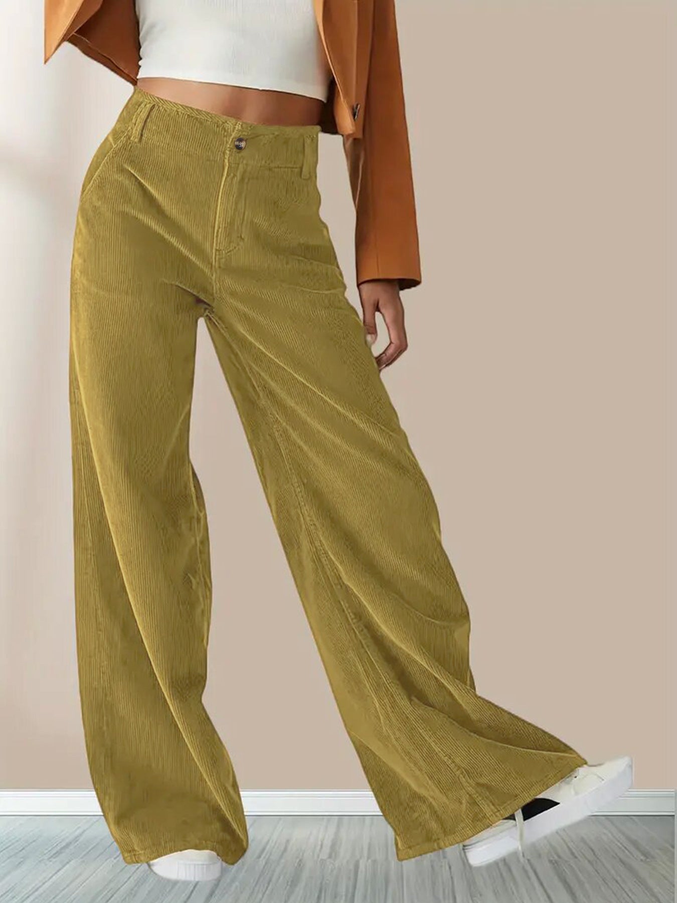 Damen Weit geschnittene Stoffhose mit eleganten Taschen Stalluxe