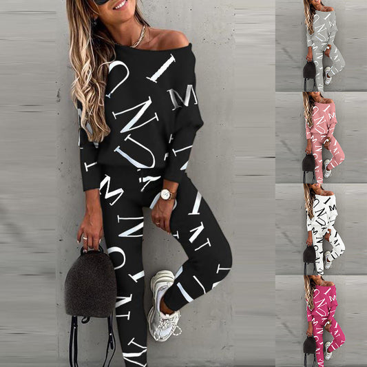Damen Freizeit-Set mit grafischem Print und elastischem Bund Stalluxe