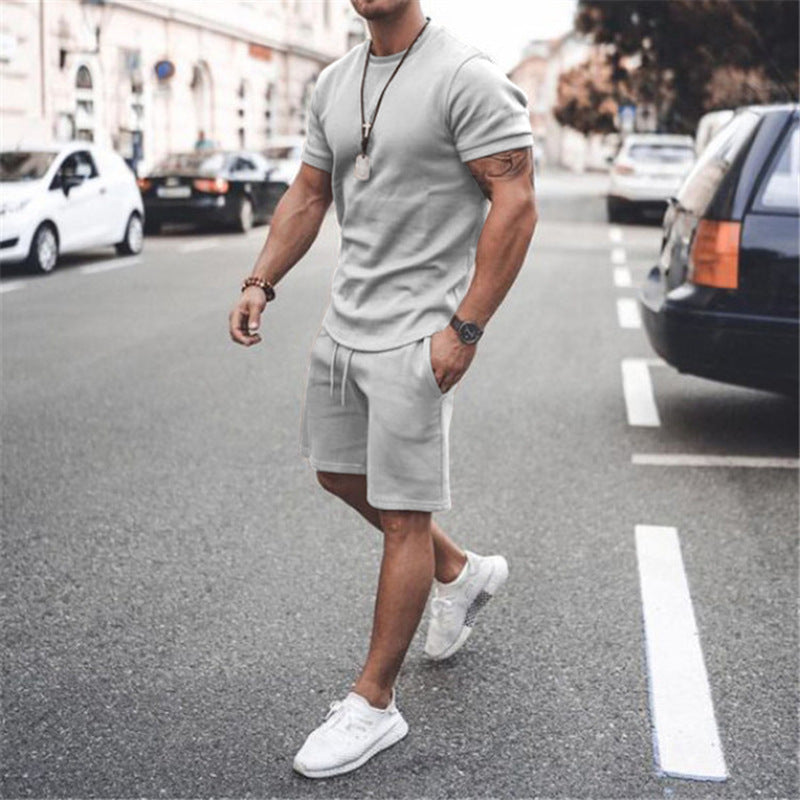 Product Image for Herren sportliches Sommer-Set mit atmungsaktivem T-Shirt und Shorts Stalluxe - Hellgrau / XXXL
