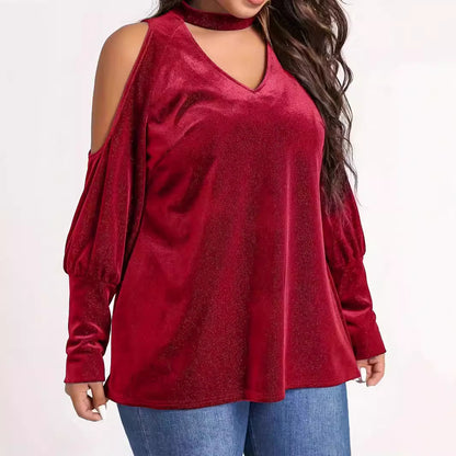 Damen Lässiges V-Ausschnitt Oberteil mit kühlschrankfreiem Kolletta-Design und eleganten Cut-Out-Ärmeln Stalluxe