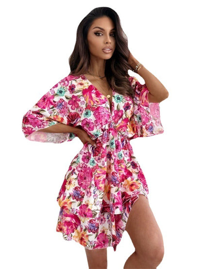 Damen Verspieltes Strandkleid mit Rüschendetails und tailliertem Gürtel Stalluxe