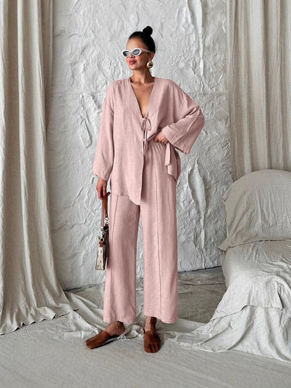 Damen lässiges Zweiteiler-Set mit weit geschnittenem Oberteil und bequemen Hose Stalluxe