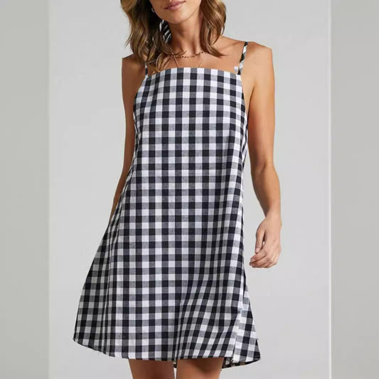 Damen Sommerliches Karo-Hängerkleid Stalluxe