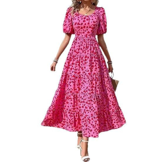 Damen Maxikleid mit schwingendem Saum und floralem Muster Stalluxe