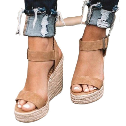 Damen Wedge-Sandalen mit eleganter Schnalle und komfortablem Fußbett Stalluxe