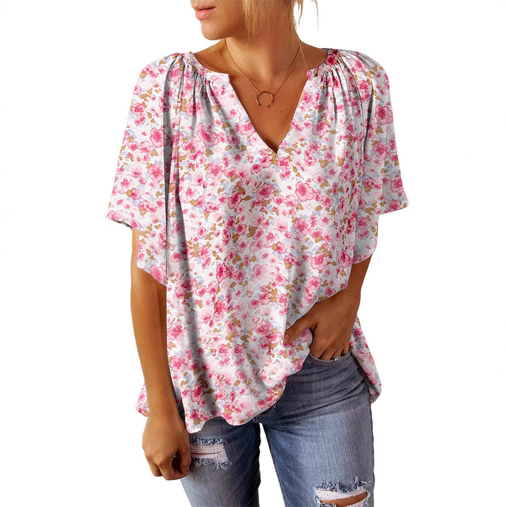 Damen Leichte Blumenmuster Bluse Stalluxe
