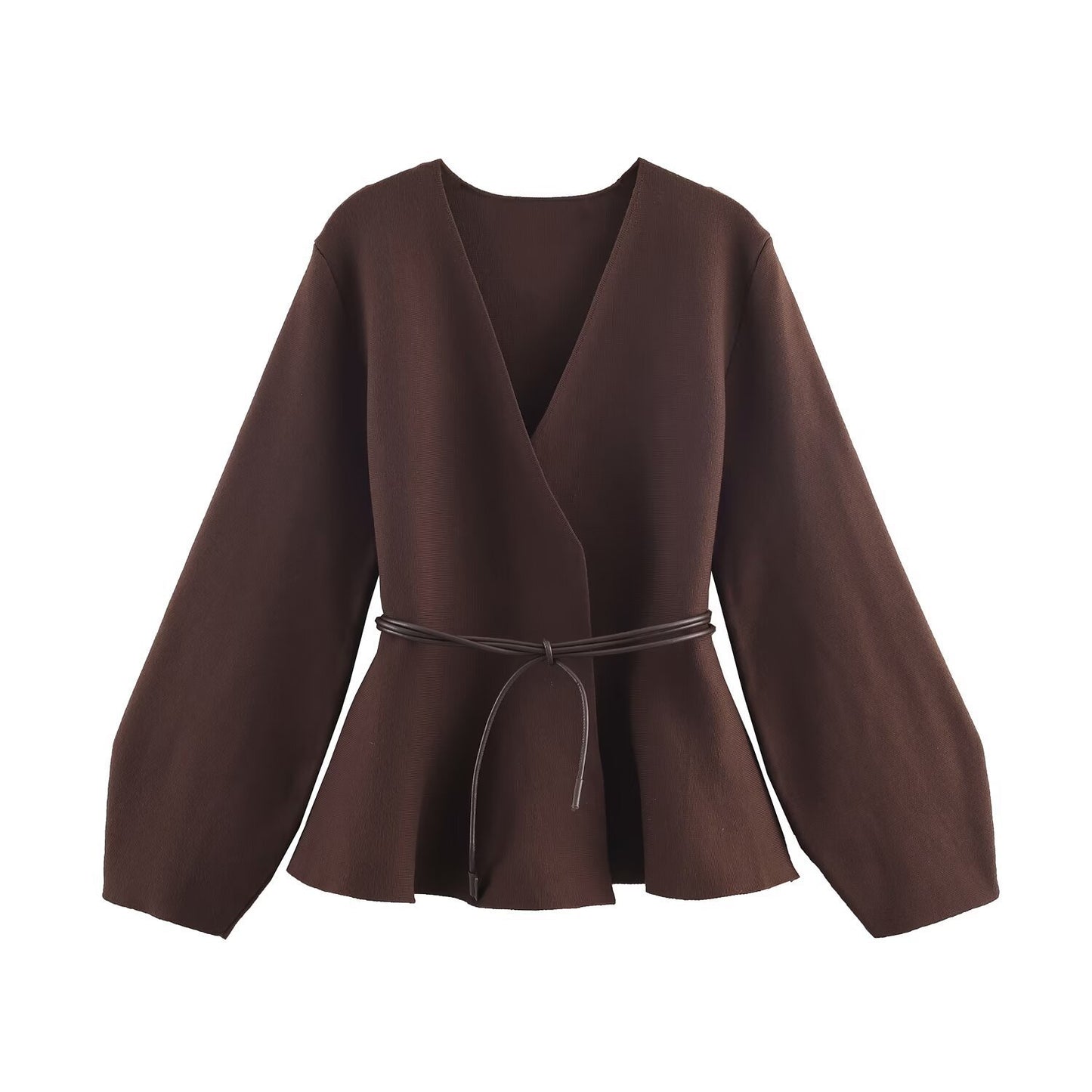 Damen Wickeljacke mit Taillengürtel und weiten Ärmeln Stalluxe