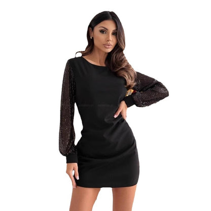 Damen Glamouröses Kleid mit Glitzerärmeln Stalluxe
