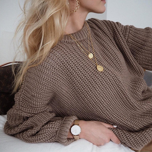 Damen Grobstrickpullover mit lässigem Schnitt und voluminösen Ärmeln Stalluxe