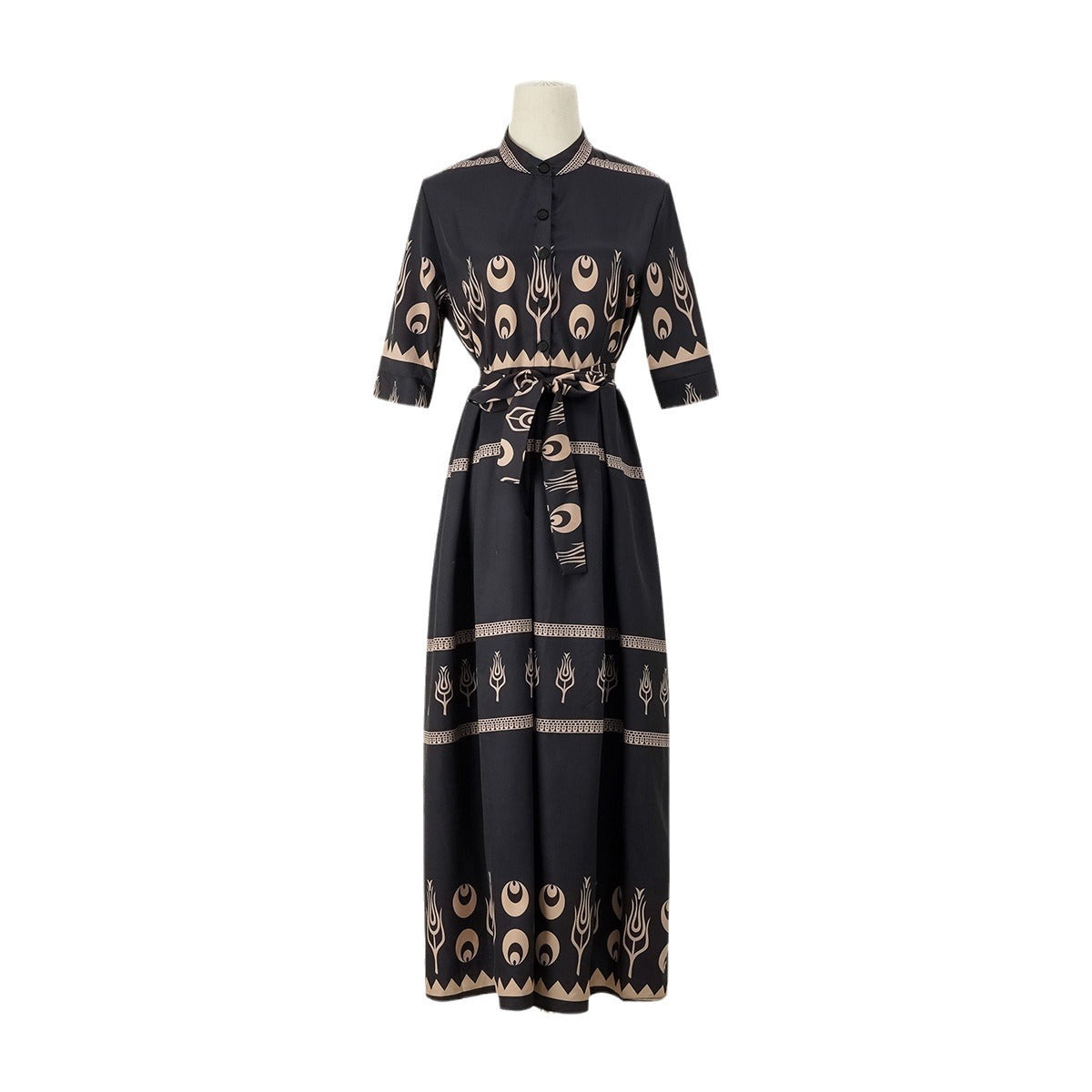 Damen Midi-Kleid mit floralem Print und verstellbarem Taillengürtel Stalluxe