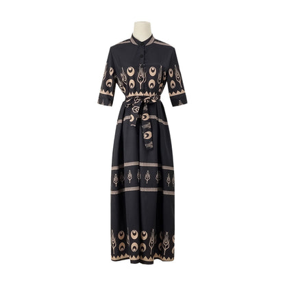 Damen Midi-Kleid mit floralem Print und verstellbarem Taillengürtel Stalluxe