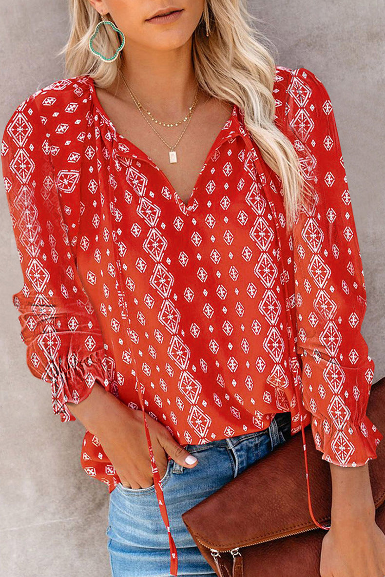 Damen Bluse mit raffiniertem Leopardenmuster und modischem V-Ausschnitt Stalluxe