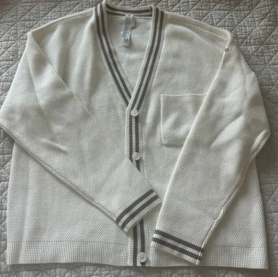 Damen Waffelstrick Cardigan mit sportlichem V-Ausschnitt und Brusttasche Stalluxe