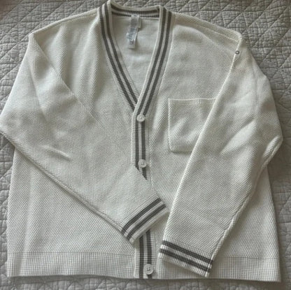 Damen Waffelstrick Cardigan mit sportlichem V-Ausschnitt und Brusttasche Stalluxe