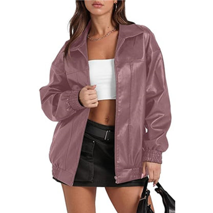Damen lässige Oversize-Jacke mit elastischen Bündchen und praktischen Taschen Stalluxe