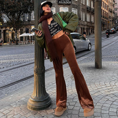 Damen Elegante Schlaghose mit hohem Bund und glattem Material Stalluxe