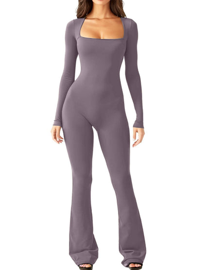Damen Eleganter Jumpsuit mit langem Arm und figurbetontem Schnitt Stalluxe